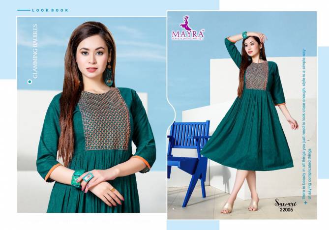 Mayra Sawari Fancy Ethnic Wear Rayon Anarkali Latest Kurti Collection